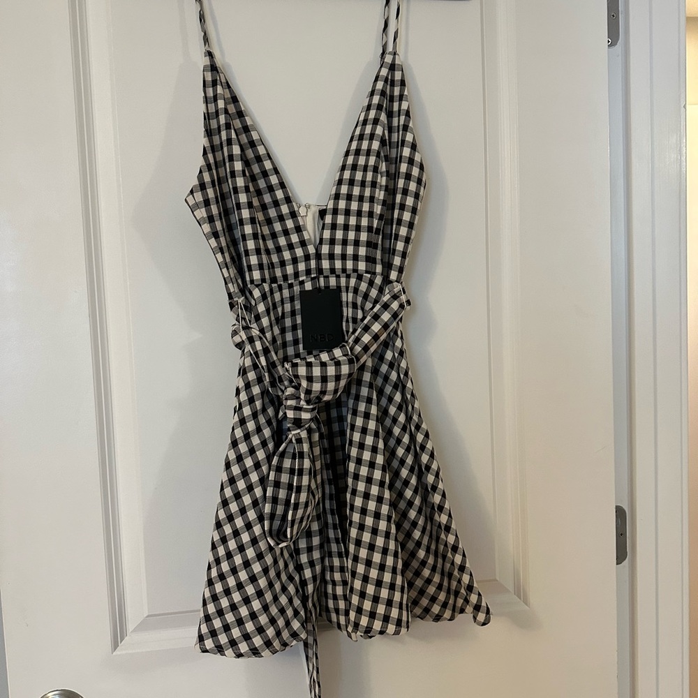 Gingham NBD dress with tie
